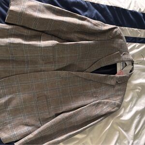 Tommy Hilfiger Beige Plaid Sport Coat with Blue Windowpane